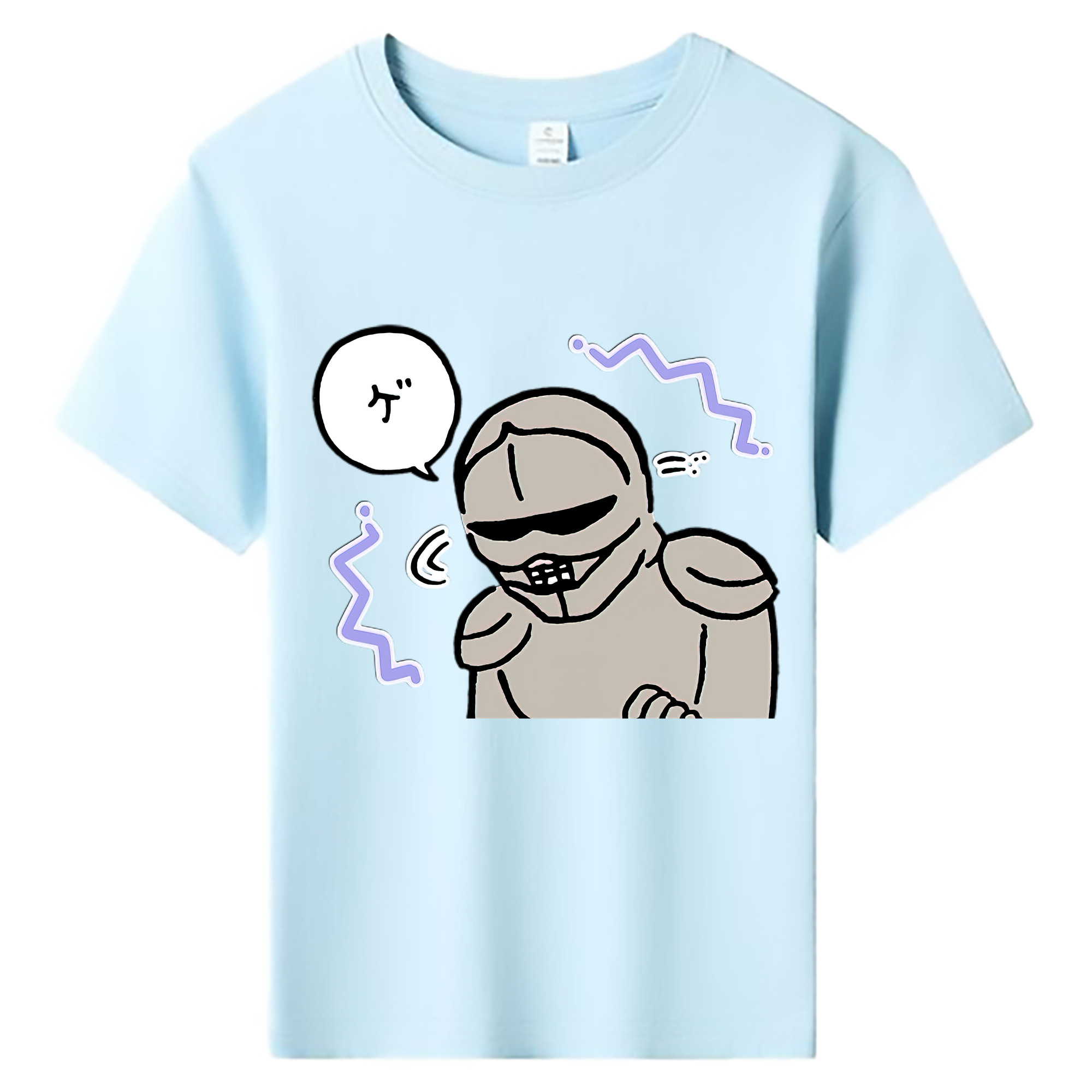 （画像用） ちいかわ 労働の鎧さん Chii-kawa Mr. Armor of Labor 綿100％キッズTシャツ（フロントプリント）
